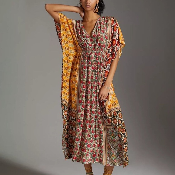 Anthropologie Rujuta Sheth Gather Front Kaftan One Size - Picture 1 of 10